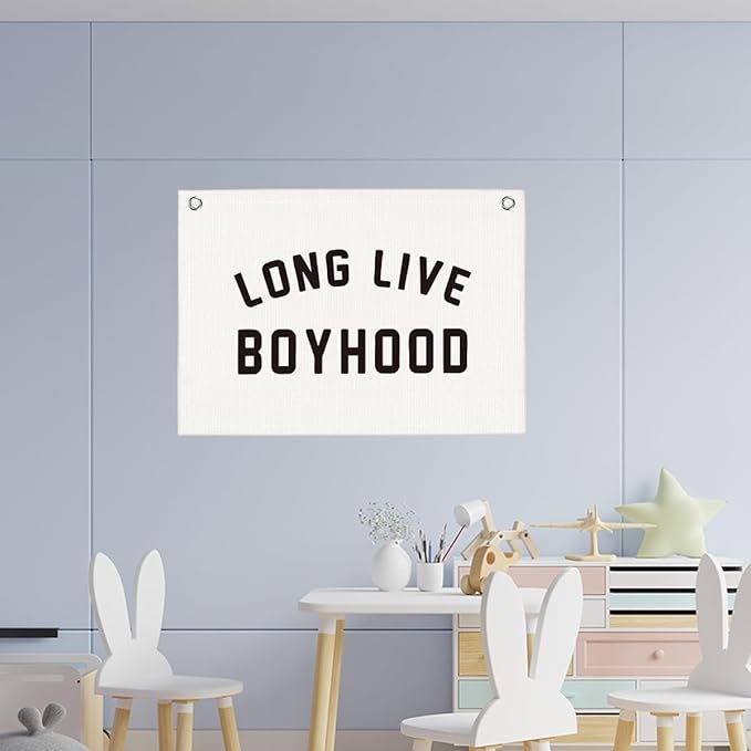 Cute Long Live Boyhood Boys Room Playroom Wall Decor Vintage Sports Decor for Nursery Playroom Kids Bedroom Dorm Toddler Decorations 22x28 Inch