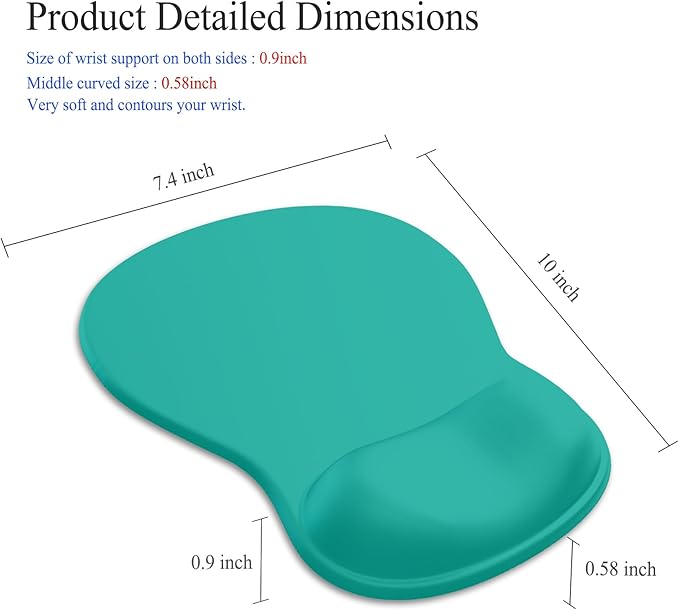 Gel Mouse Pad with Wrist Rest, Ergonomic Concave Wrist Support Mousepad with Non-Slip PU Base & Smooth Surface Comfortable Desk Accessories Mat for Office, Home Gaming and Study (02 Blue Green)