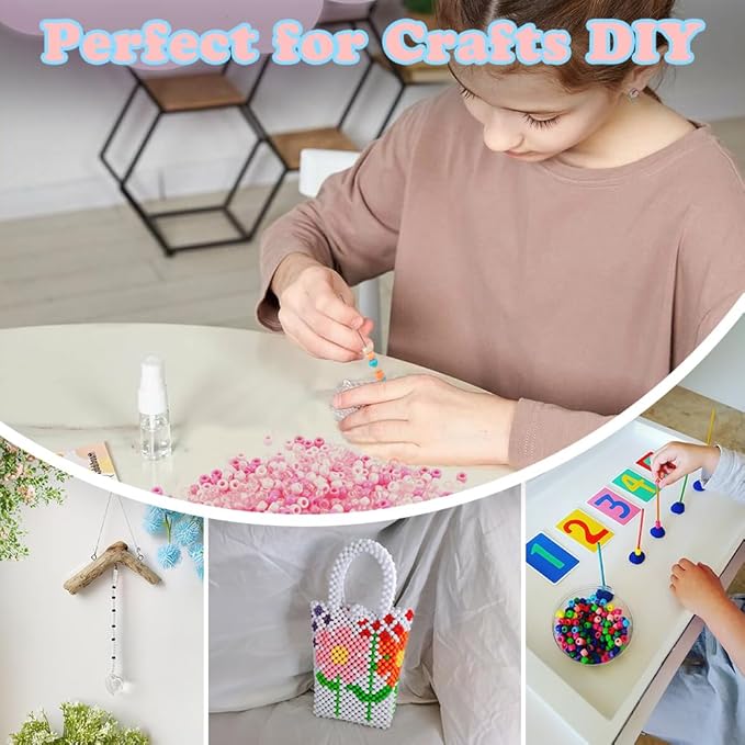 1100pcs QPIXVB Pink Pony Beads,Pink Beads for Bracelets Making,Hair Bead for Braid,Pastel Bead,Necklace Keychain Charms Making Supplies
