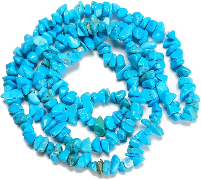 Gemstone Chips Natural Blue Turquoise 3-5mm Healing Crystals Waist Bracelets Necklace Kit Irregular Stone DIY Crafts Design Jewelry Making Approxi 32 inch