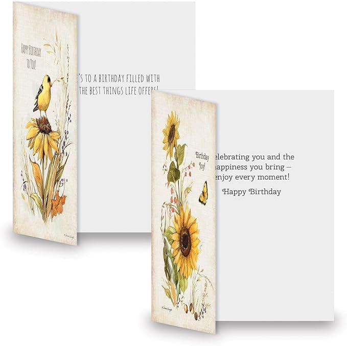 Current Autumn Sunflower Greeting Cards- Set of 18 Large 5 x 7-Inch Folded Cards, Holiday Card Value Pack, Envelopes Included
