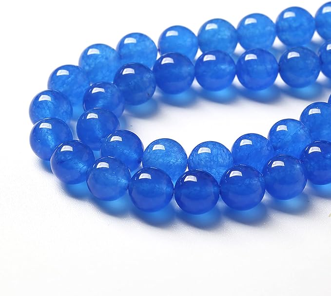 120pcs 6mm Natural Blue Jades Chalcedony Stone Beads Round Loose Spacer Beads for Jewelry Making DIY Bracelets 2 Strand 32"