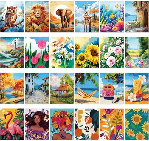 Sherr 24 Pcs Pre Drawn Canvas for Adult, Mixture, 8 x 10 Inch by Sherr
