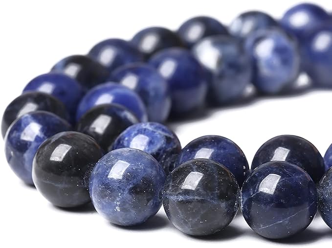 Natural Dark Blue Sodalite Stone Beads Round Loose Spacer Beads for Jewelry Making DIY Bracelet Assortments 45Pcs 8mm 1 Strand (8mm, Natural Blue Sodalite)