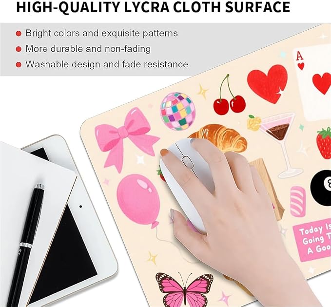Square Mouse Pad Cute Party Supplies, Personalized Premium-Textured Custom Mouse Mat Design, Washable Mousepad Cloth, Non-Slip Rubber Base Computer Mouse Pads for Wireless Mouse