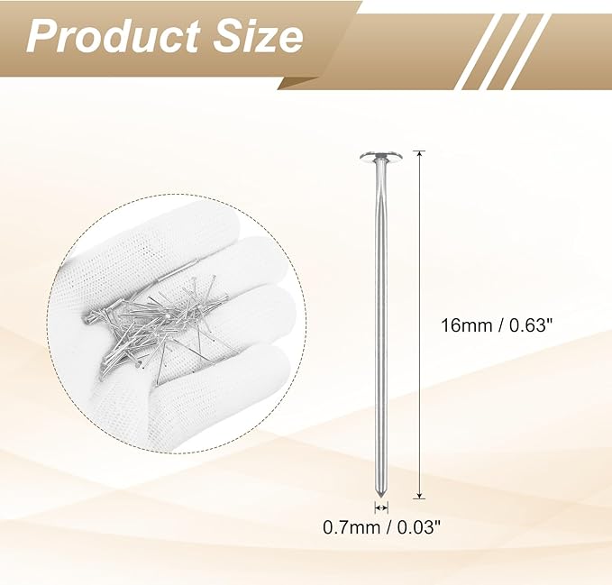 HARFINGTON 100pcs Flat Head Pins 0.63" 16mm Needles Bulk for Earring Pendant Necklace Bracelet Charm Jewelry Making Findings DIY Craft, Silver Tone