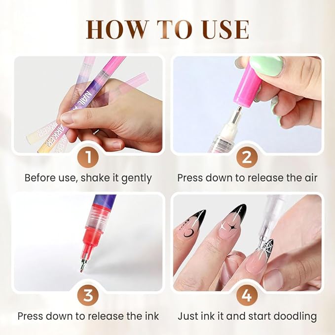 Nail Art Pens for Painting Nails, 2026 Nail Art Markers for Gel Nails, New 12 Colors Nail Art Pens Set, Diy Nail Art Tools for Dotting Drawing Painting Point Liner Christmas Gifts (2 Set)