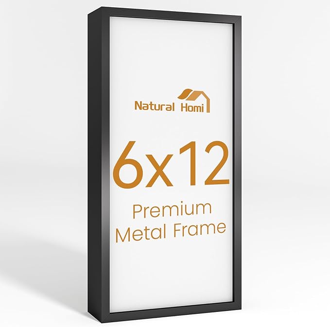 6x12 Aluminum Metal Picture Frame,Tempered Glass Black Photo Frame 6x12 for Family Photo,Posters,Art,Document to Wall Mount Horizontally or Vertically