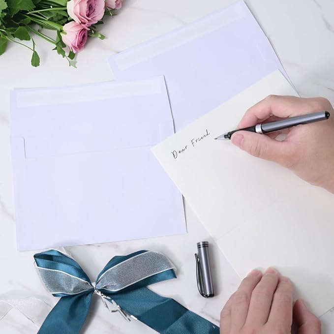 Keketer A4 White Printable 4x6 Envelopes 70 Pack Self - Seal, for 4x6 Cards, Weddings, Invitations, Baby Shower 4.25 x 6.25 Inches