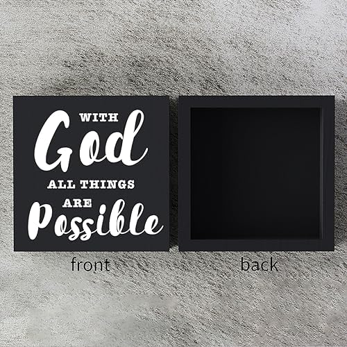 Motivational Christian Decor Wood Sign Religious Gifts Desk Decor Rustic Black Bible Verse Wooden Box Sign for Home Office Living Room Bedroom Shelf Counter Kitchen Table Centerpieces - Image 3