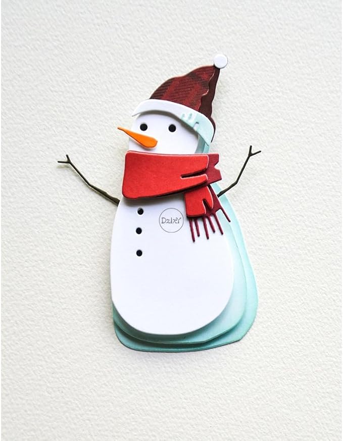 DzIxY Christmas Patchwork Snowman Scarf and Hat Metal Cutting Dies for Card Making Kit Embossing Paper Die Cuts Set Scrapbook Stencils Supplies Machine Templates