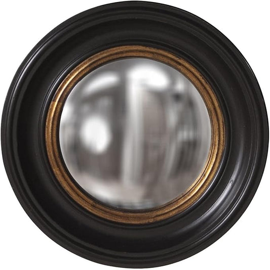 Howard Elliot Rex Convex Wall Mirror, Round Hanging Accent Wall Mirror with Mottled Gold Leaf, Brown Circle Mirror Wooden Frame, Rustic Decorative Mirror for Bedroom, Entryway, Farmhouse - 21 Inch
