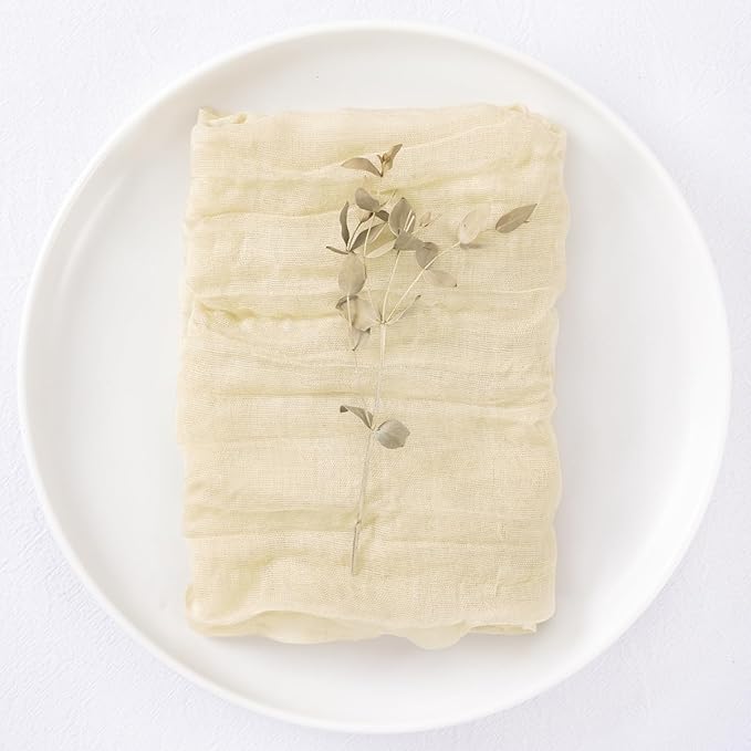 20 Pack Beige Cheesecloth Napkins Spring Cloth Napkins Set of 20 Cream Dinner Napkins Bulk 21x21 Inches for Wedding Bridal Shower Baby Shower Valentine's Day