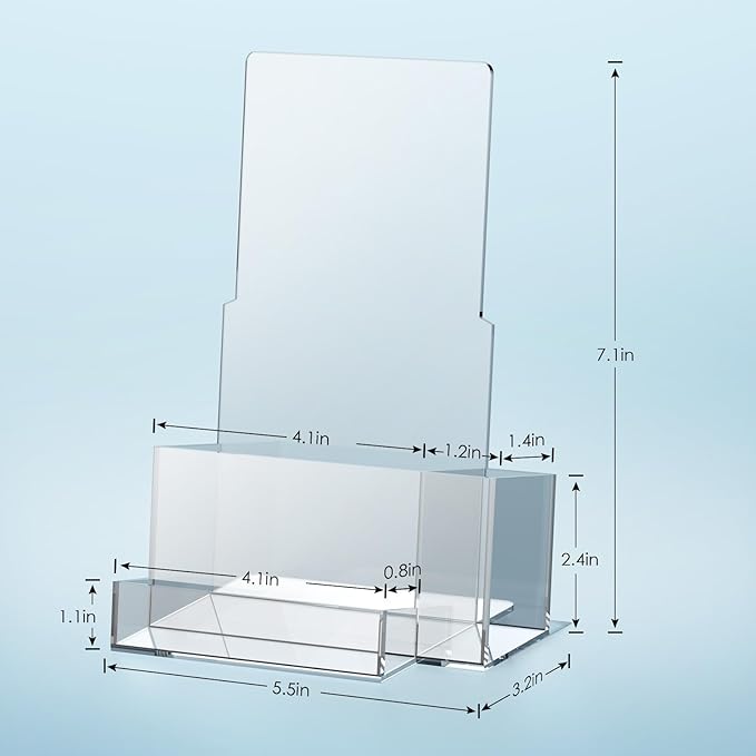 KINGTOP Acrylic Brochure Holder (2 Pack 4x7 Inch), Pamphlet Holder Display Stand with Pen Slot, Clear Brochure Display Stand for Office, Trade Show, and Retail Marketing Materials