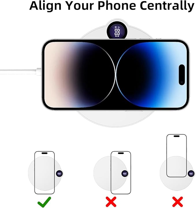 Wireless Charger for iPhone 17 16 15 14 13 12 Air Pro Plus Max/11/X/8 Series, 15W Max Wireless Fast Charging Pad for Samsung Galaxy S24/S23/S22/S21/S20/Note 10/Note 9/Note 8/LG/Google Pixel, White