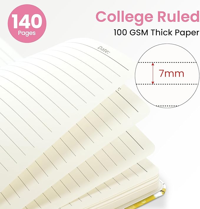 Lined Spiral Journal for Women, A5 Hardcover Cute Notebook for Work & Note Taking, Aesthetic Pretty Journal for Writing, 140 Pages, 6"x8", Bloom Floral