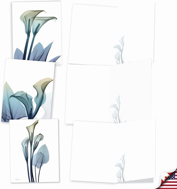The Best Card Company - 10 Boxed Note Cards with Flowers - Blank Assorted Floral Notecards Bulk (4 x 5.12 Inch) - Blooming Expressions AM6221OCB-B1x10