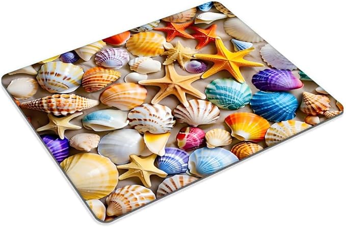 Square Mouse Pad Colorful Shells and Starfish,Gaming Mouse Pads for Desk,Soft Computer Waterproof Non-Slip Mouse Mat