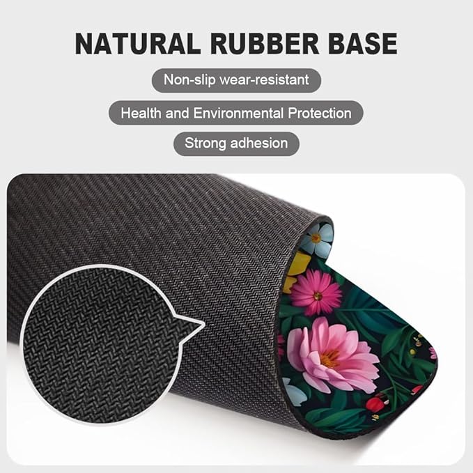 Tiger and Flower Texture Mouse pad, Square Waterproof and Anti Slip Mouse pad for Office laptops