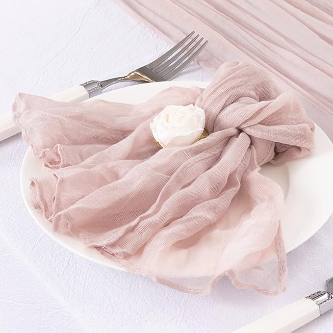 20 Pack Pink Cheesecloth Napkins Spring Cloth Napkins Set of 20 Pale Pink Dinner Napkins Bulk 21x21 Inches for Wedding Bridal Shower Baby Shower Valentine's Day