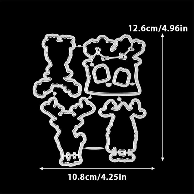 Christmas Deer Box Stamps and Cutting Dies for Card Making DIY Transparent Silicone Clear Stamp and Metal Die Cuts Sets for Scrapbooking Paper Greeting Cards Decor Seals Craft Supplies