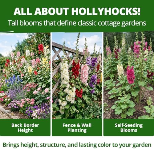 HOME GROWN Hollyhock Seeds, Chater's Double Mix, 100 Seeds, Alcea rosea - Image 5