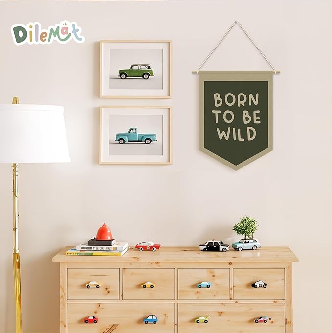 Playroom Wall Decor,Kids Room Decor,Born To Be Wild Linen Pennant Banner Wall Hanging Flag Banner for Kids Room Playroom Bedroom Nursery Camper Safari Themed Nursery Decor
