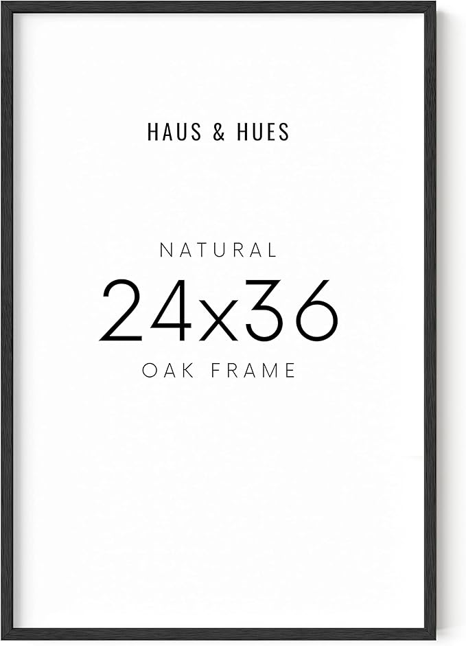 HAUS AND HUES 24x36 Black Oak Frame - Standalone Wooden Poster Holder for Large Wall Displays