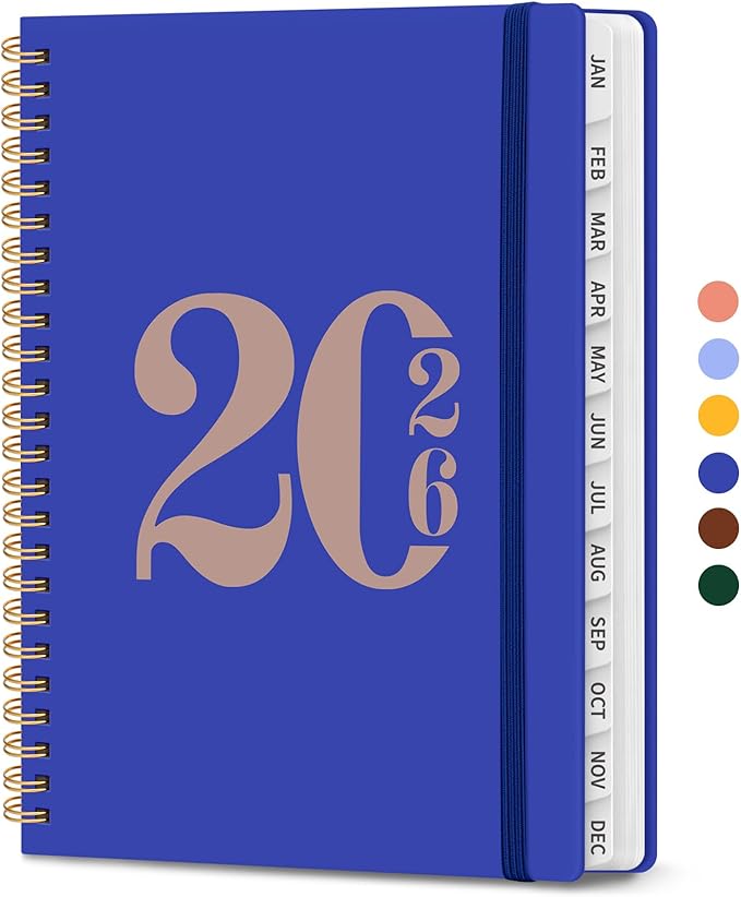 2026 Planner, Weekly and Monthly Calendar Planner for Women, Jan 2026 - Dec 2026, Hardcover Planning Agenda book with Tabs, Spiral Bound, Inner Pocket, Perfect for School Office Supplies, 6.3" x 8.5" - Royal Blue