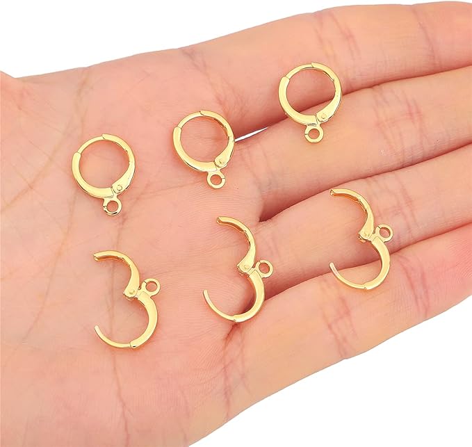 18K Gold Plated Earring Hooks Round 12mm 20pcs for Jewelry Making Findings