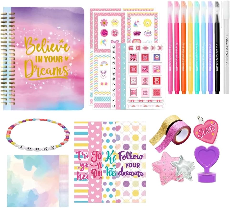Journal Kit with Notebook Washi Tape Stickers,DIY Scrapbook Supplies Set (Muticolor B) by Unknown
