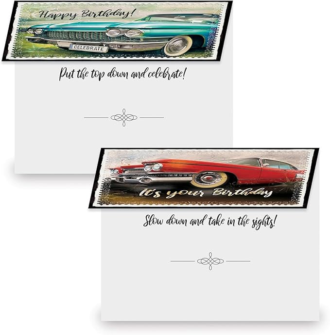 Current Vintage Transport Birthday Greeting Cards - Set of 20 (2 each of 10 Designs), 5 x 7 Inches, Sentiments Inside, Envelopes Included, Assortment Set