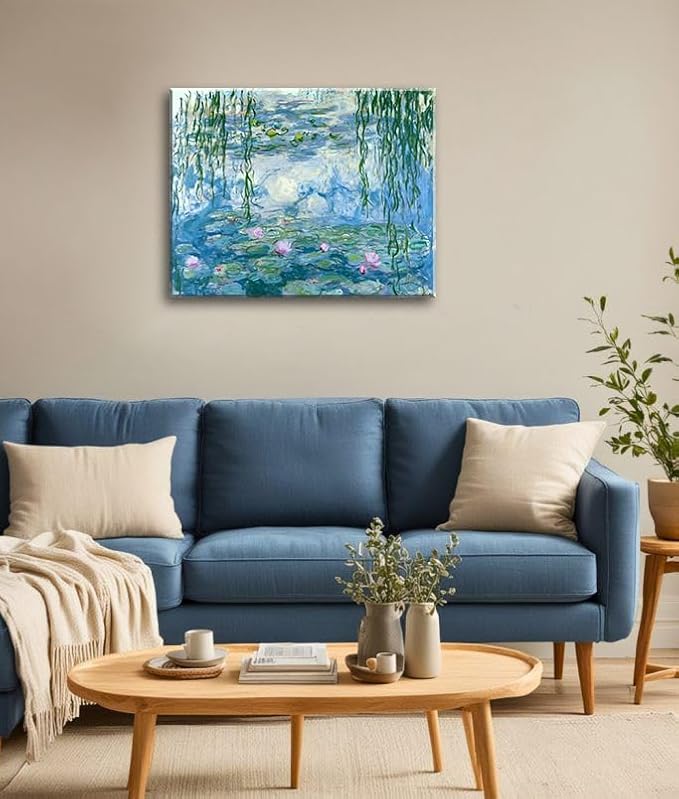 weiyiart Claude Monet Wall Art - Water Lilies Painting - Impressionist Oil Paintings Classic Art Reproductions - Canvas Prints Wall Art for Home Decor Unframed (12x15inches/30x38cm)