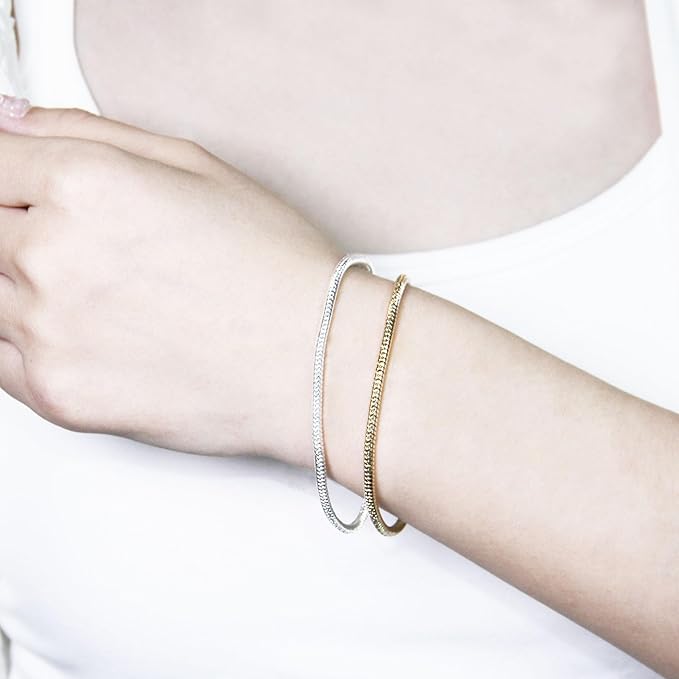 Exway 10 Pcs Snake Charm Bracelet Chain 7.5 Inch Gold and Silver Charm Bracelet Kit Snake Chain Bracelets Chain for Christmas DIY Women Jewelry Making Gifts
