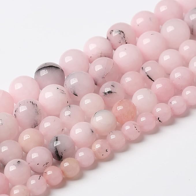45pcs 8mm Natural Pink Opal Jades Stone Round Loose Spacer Beads for Jewelry Making DIY Bracelets Crystal Energy Healing Power Stone