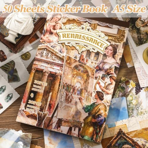 500PCS Washi Stickers for Scrapbook Supplies,Vinatge Art Scrapbook Paper - Image 4