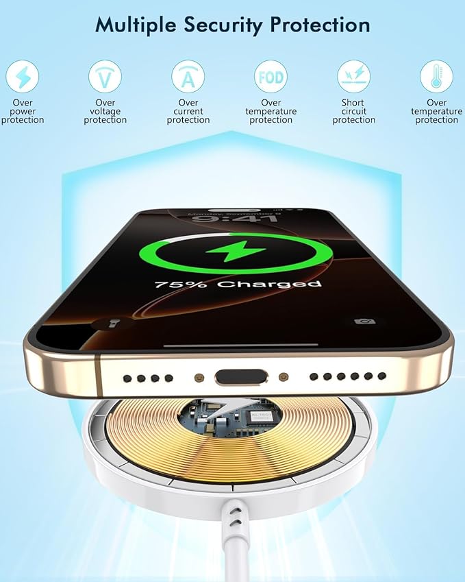 [Apple MFi Certified]iPhone Magnetic Charger,6FT 2Pack Apple Wireless Charger Pad 15W Mag Safe Fast Charging iPhone Flat for iPhoneAir/17 Pro Max/16 Pro Max/15Pro/14/13/12 Series,AirPods3/2/Pro3/Pro 2