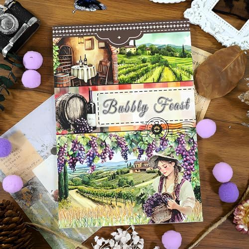Snycler Sticker Book - 20 Sheets Vintage PET Stickers for Scrapbooking, Junk Journaling, Ephemera, and Decorative Crafts-Bubbly Feast - Image 2