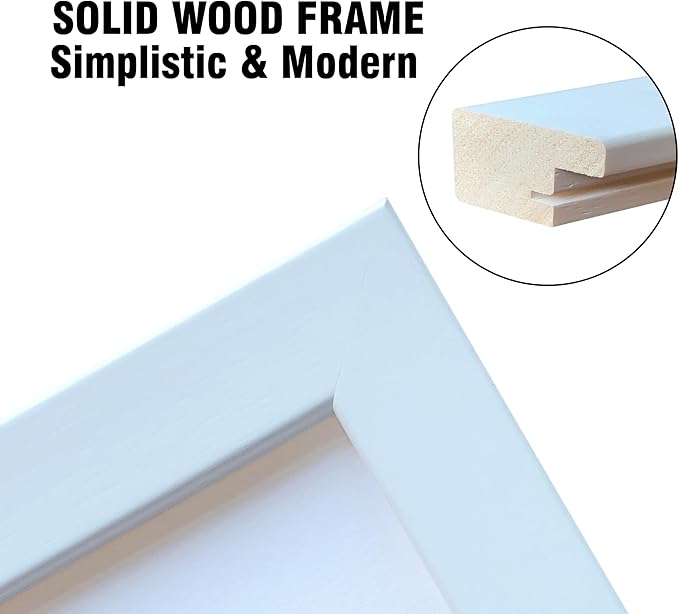 8x10 Picture Frame Set of 2 Made of Solid Wood Photo Frame with Real Glass for Pictures 5x7 with Mat or 8x10 Without Mat, Wall Mount or Tabletop Gallery Photo Frames in White
