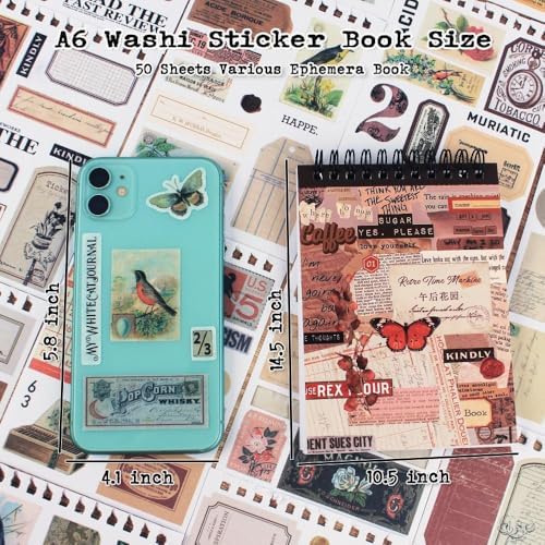 532PCS Vintage Stickers for Scrapbooking, 50 Sheets Precut Washi Stickers Book for Journaling, Scrap Book Ephemera for Junk Journal Supplies, Scrapbooking, Bujo, Collage, Crafts Arts - Image 3