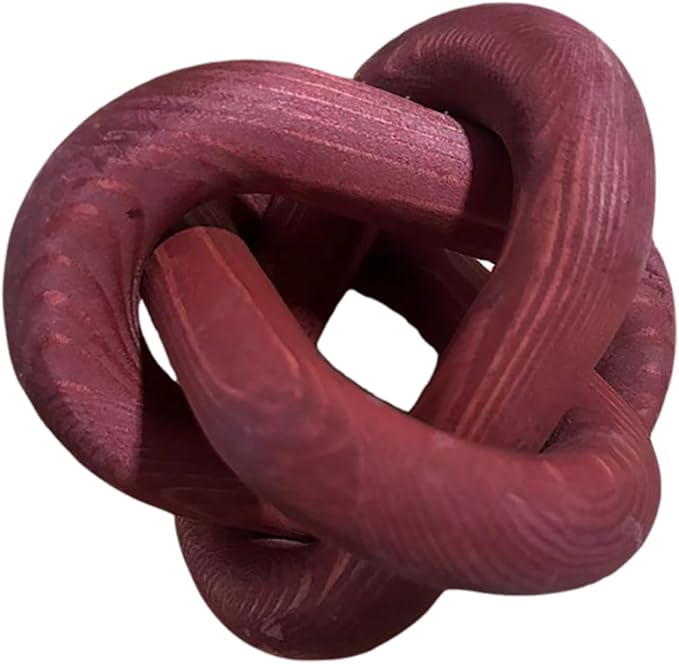 GUDAGUU Wood Knot Decor -Coffee Table Decor Shelf Decor Table Books Hand Carved Home Decoration Boho Country Rustic Modern Shabby Chic Style 3 Link Wooden Knot Chain Link Decor (Burgundy)
