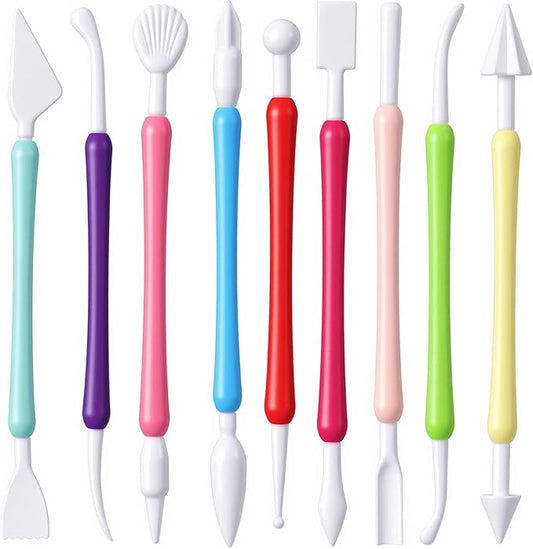 9PCS Polymer Clay Tools, Double-Head Air Dry Clay Tools with Easy-Grip Handles, Sculpting Tool for Pottery, Polymer, Air Dry Clays, Modeling, Shaping, Cake Decoration