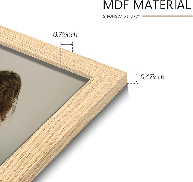 11x14 Picture Frame Set of 9, Photo Gallery Wall Frame Set, Display Pictures 8x10 with Mat or 11 x 14 Without Mat, Multi Photo Frames for Wall Mounting or Table Top Display, Natural Oak