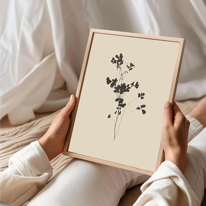 uniro Vintage Wall Art Prints, Neutral Floral Sketch Painting, Minimalist Wall Decor Botanical Canvas Prints, Cottage Core Decor, Vintage Art Pictures for Bedroom Bathroom(8" x 10"-UNFRAMED)