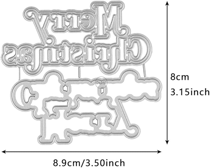 DzIxY Shadow English Words Merry Christmas Metal Cutting Dies for Card Making Kit Embossing Paper Die Cuts Set Scrapbook Stencils Supplies Machine Templates