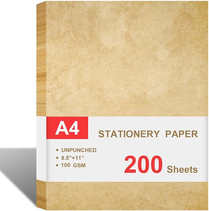 Cheericome Vintage Antique Letterhead Paper, 200 Sheets Double-Sided, 8.5" x 11", Victorian Style, Vintage Color