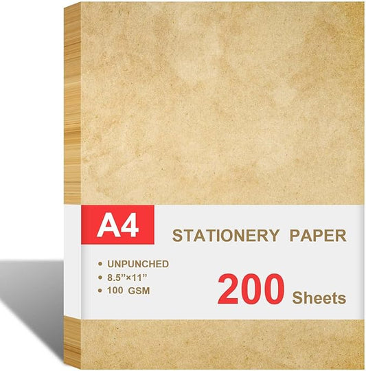 Cheericome Vintage Antique Letterhead Paper, 200 Sheets Double-Sided, 8.5" x 11", Victorian Style, Vintage Color