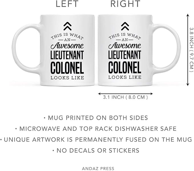 Andaz Press 11oz. Ceramic Coffee Tea Mug Thank You Gift, This Is What An Awesome Lieutenant Colonel Looks Like, 1-Pack Lieutenant Colonel Mug Military Promotion Gifts Lieutenant Colonel Gifts