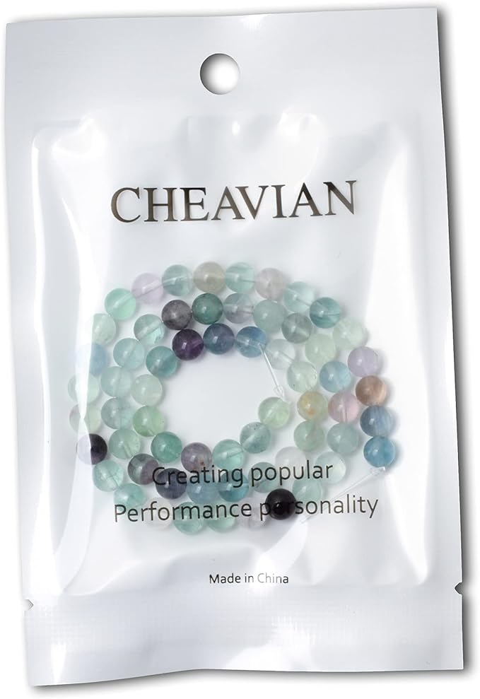 60PCS 6mm Natural Colorful Fluorite Gemstone Round Loose Beads for Jewelry Making DIY Findings 1 Strand 15"