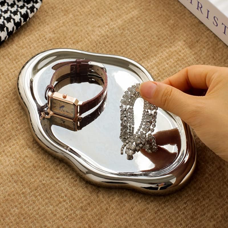Jewelry Dish Tray, Ring Dish, Ceramic Trinket Tray, Small Key Tray, Mother's Day, Christmas, Thanksgiving, Birthday Gift for Mother Daughter Friends, Silver - Image 5